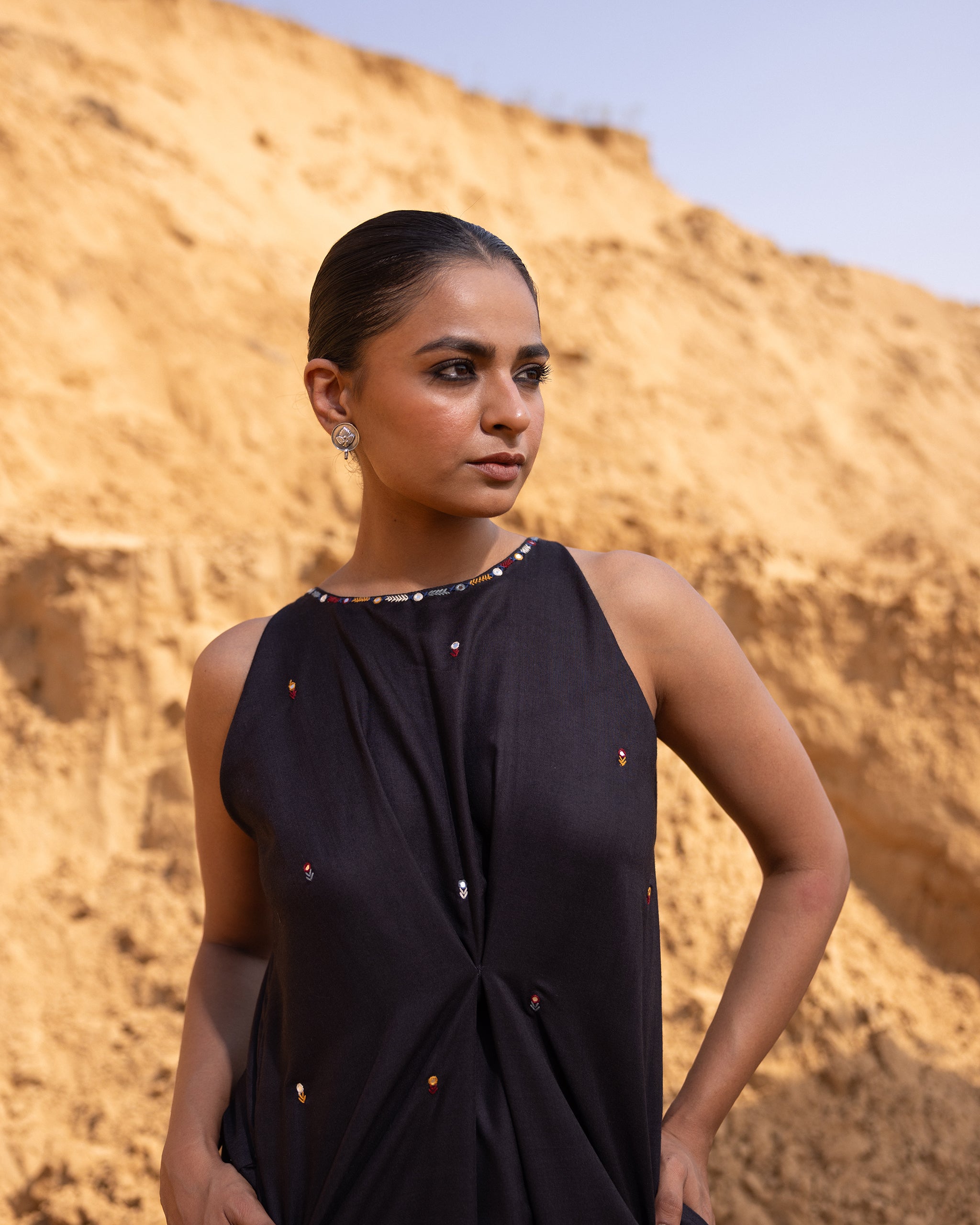 Syntra Dress & Jacket Set - Maroon & Black