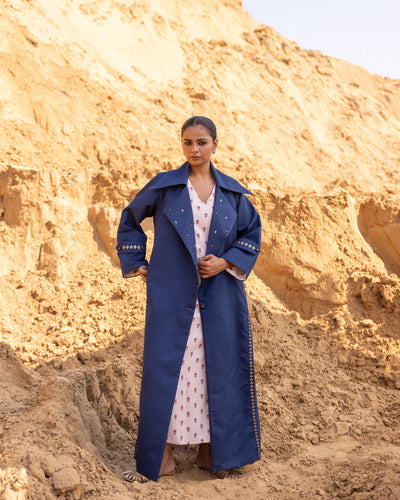 Kosha Dress & Jacket Set - Blue & Desert Sand