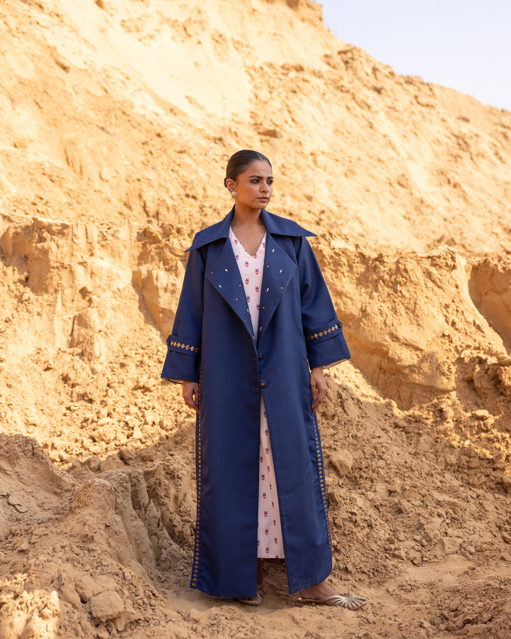 Kosha Dress & Jacket Set - Blue & Desert Sand