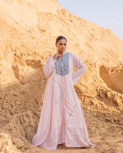 Desert Sand Cotton Silk embroidered long dress