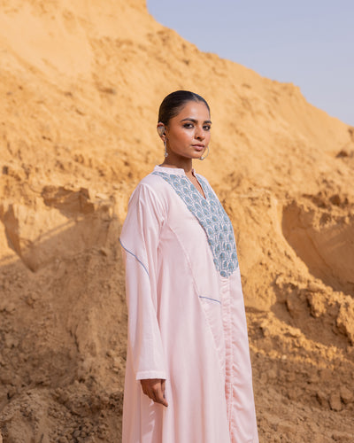 Desert Sand Cotton Silk embroidered long dress