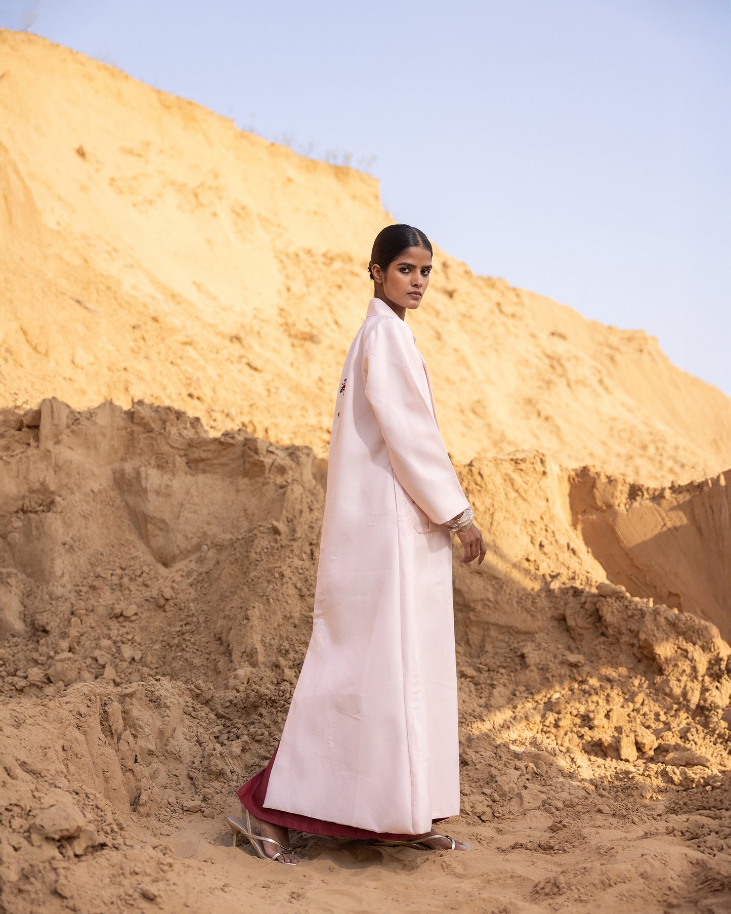 Rhysa Dress & Jacket Set - Desert Sand & Maroon