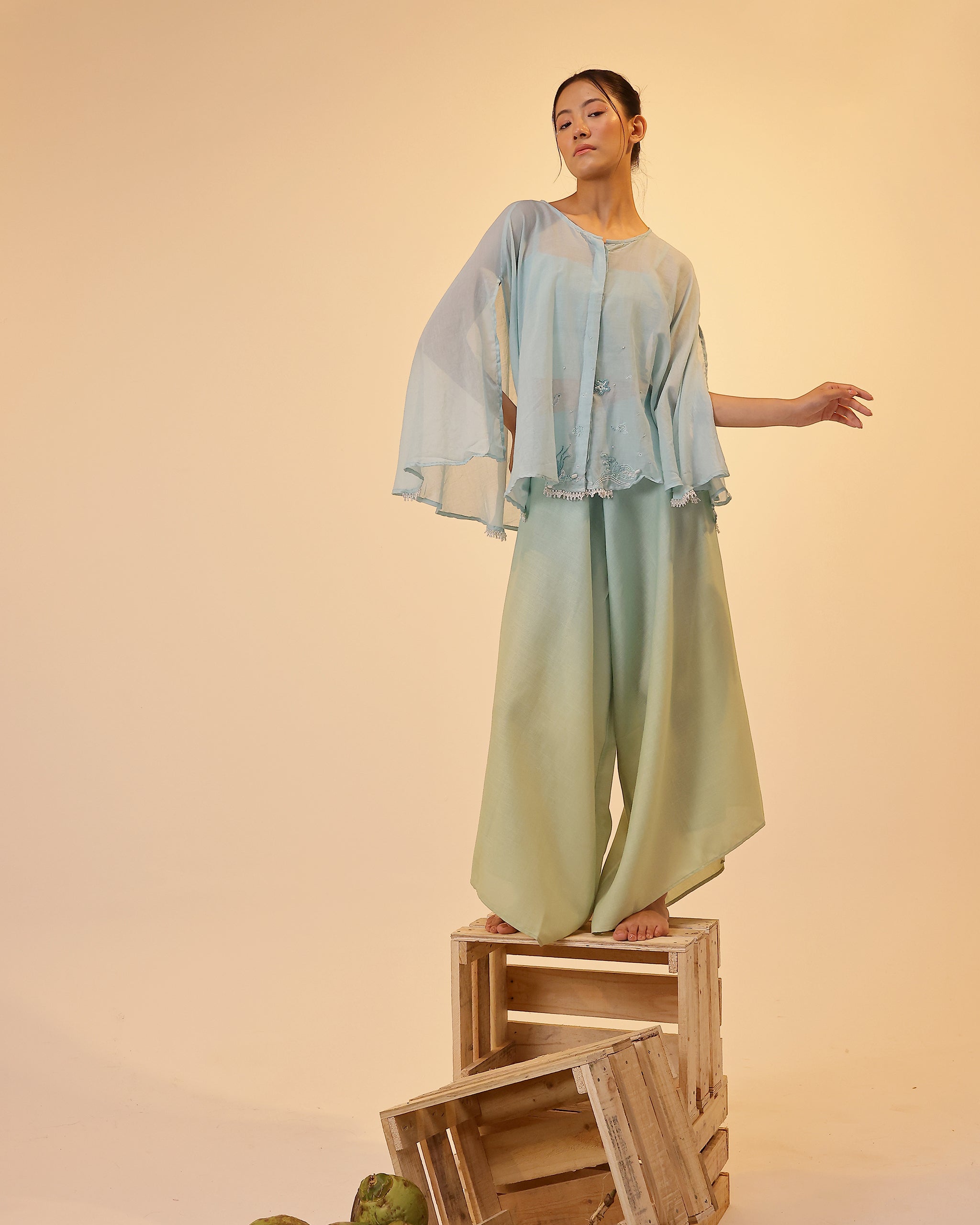 Golden Dune Top Tube Top Pant (Blue)