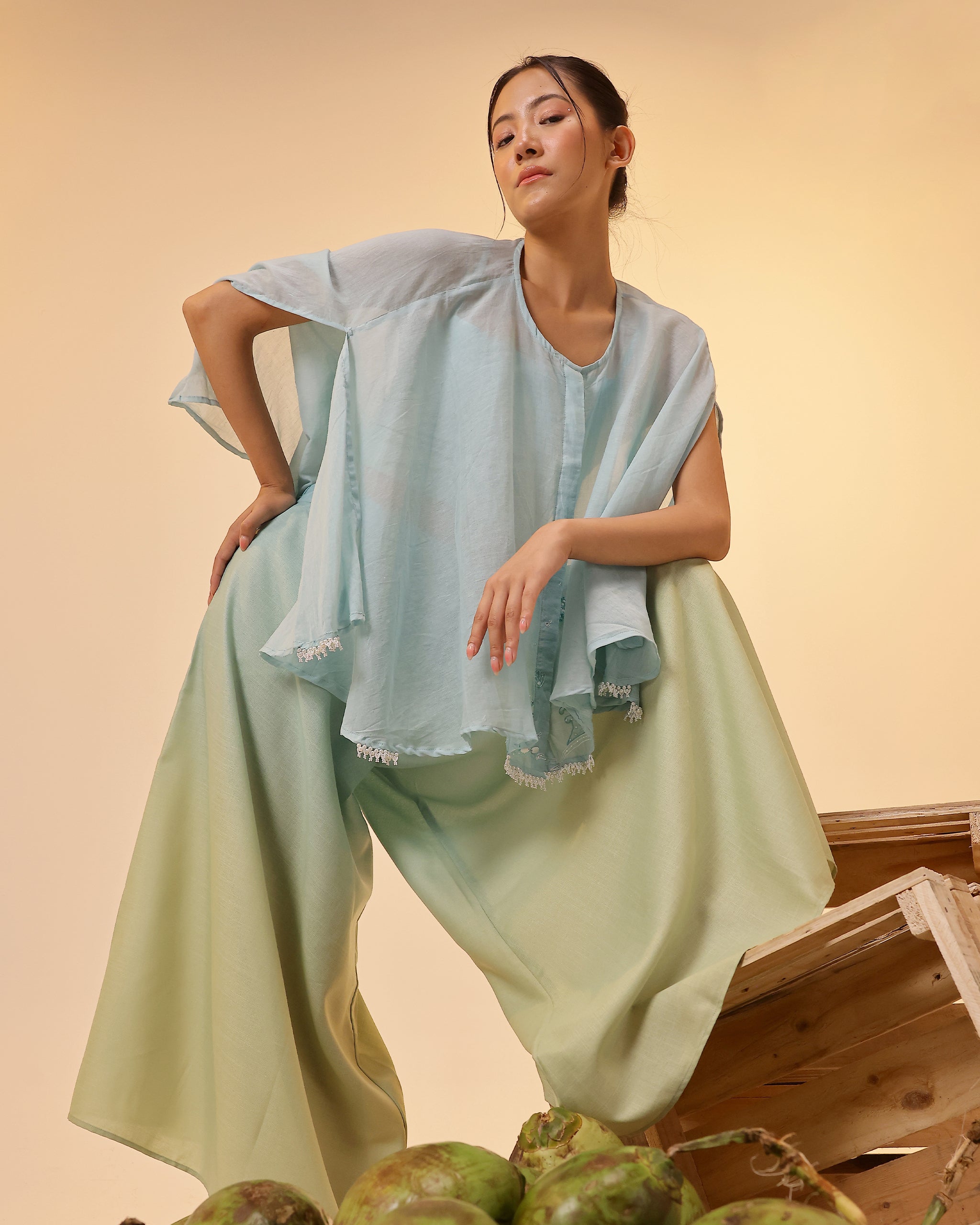 Golden Dune Top Tube Top Pant (Blue)