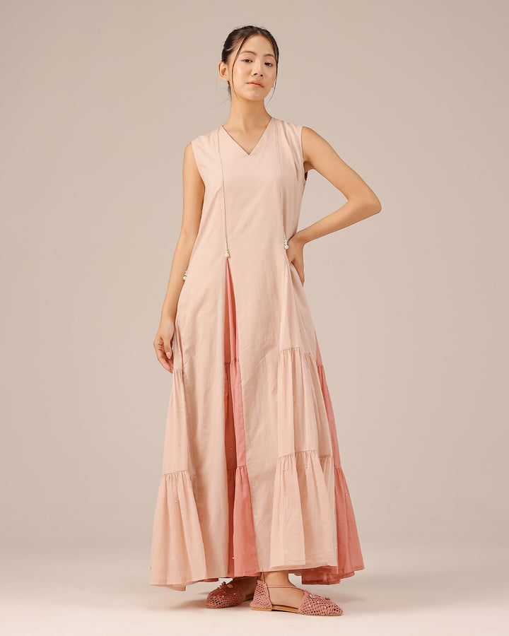 Pink Blush Pearl Sleeveless Midi Dress - OurDve