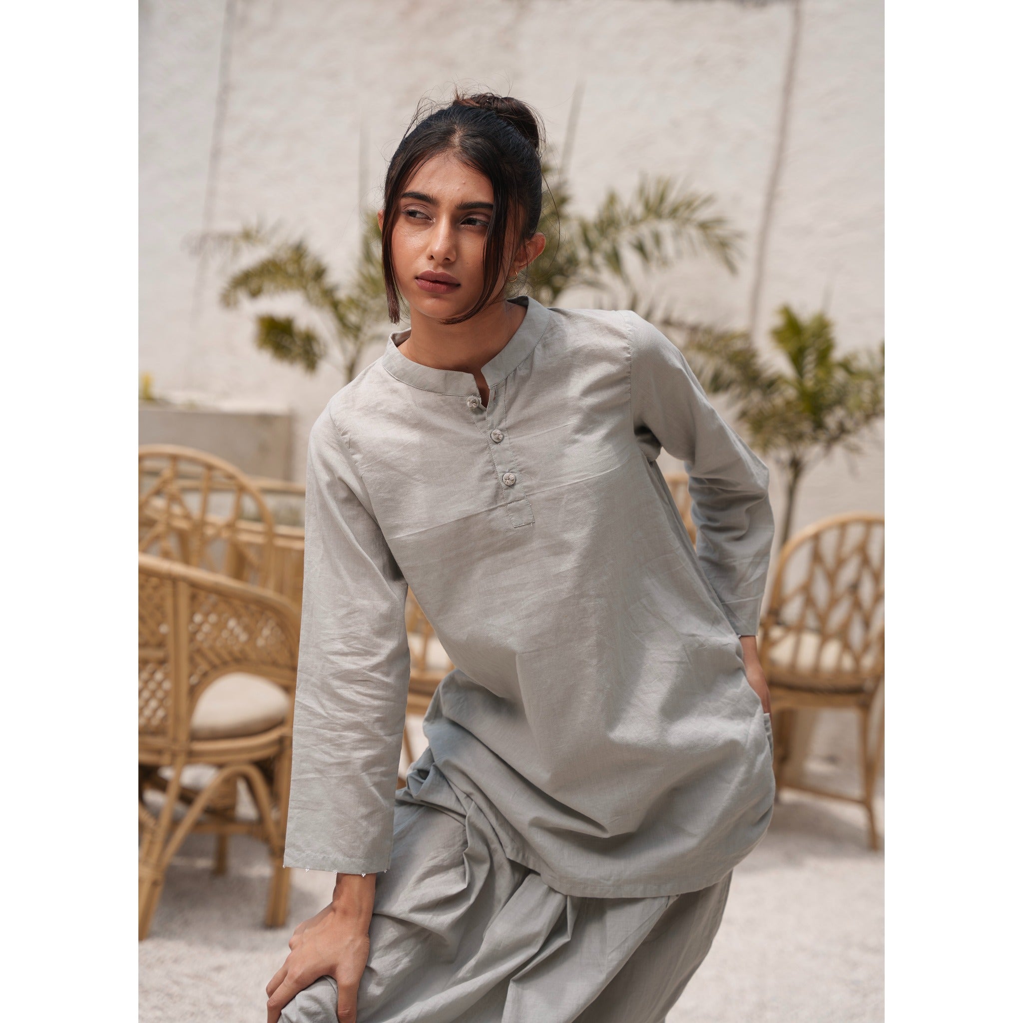 Capsule 12 - Grey Handwoven Top