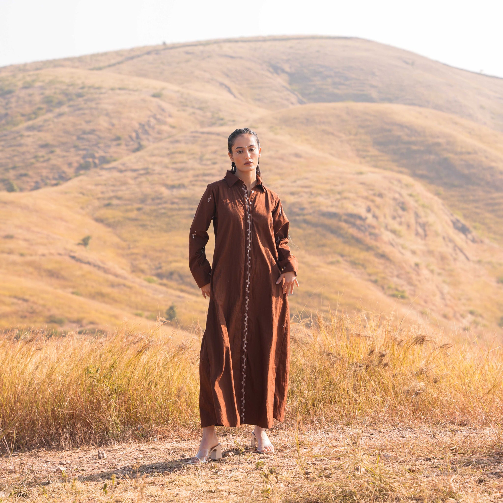 Flavia Dress and Jacket Set Brown