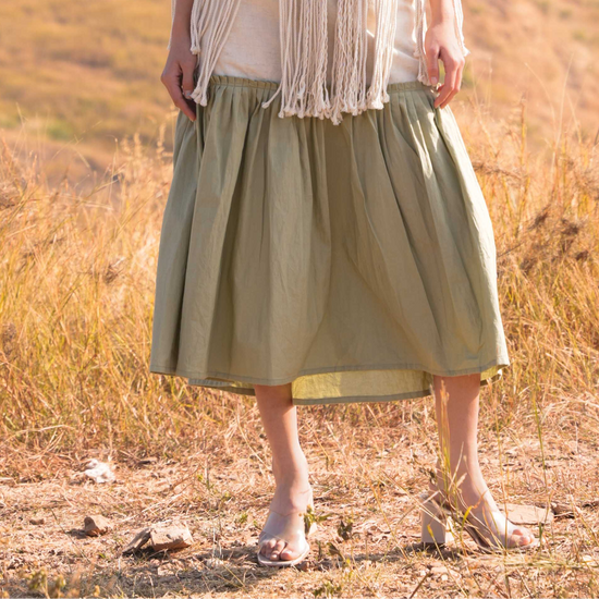 Noura Skirt - Beige And Green