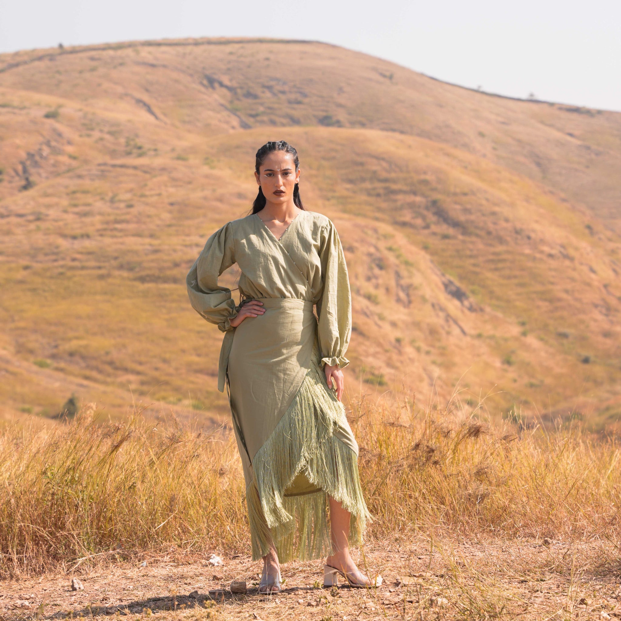 Moon Lit Top and Skirt Set - Green