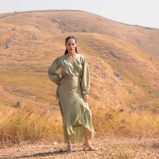 Moon Lit Top and Skirt Set - Green