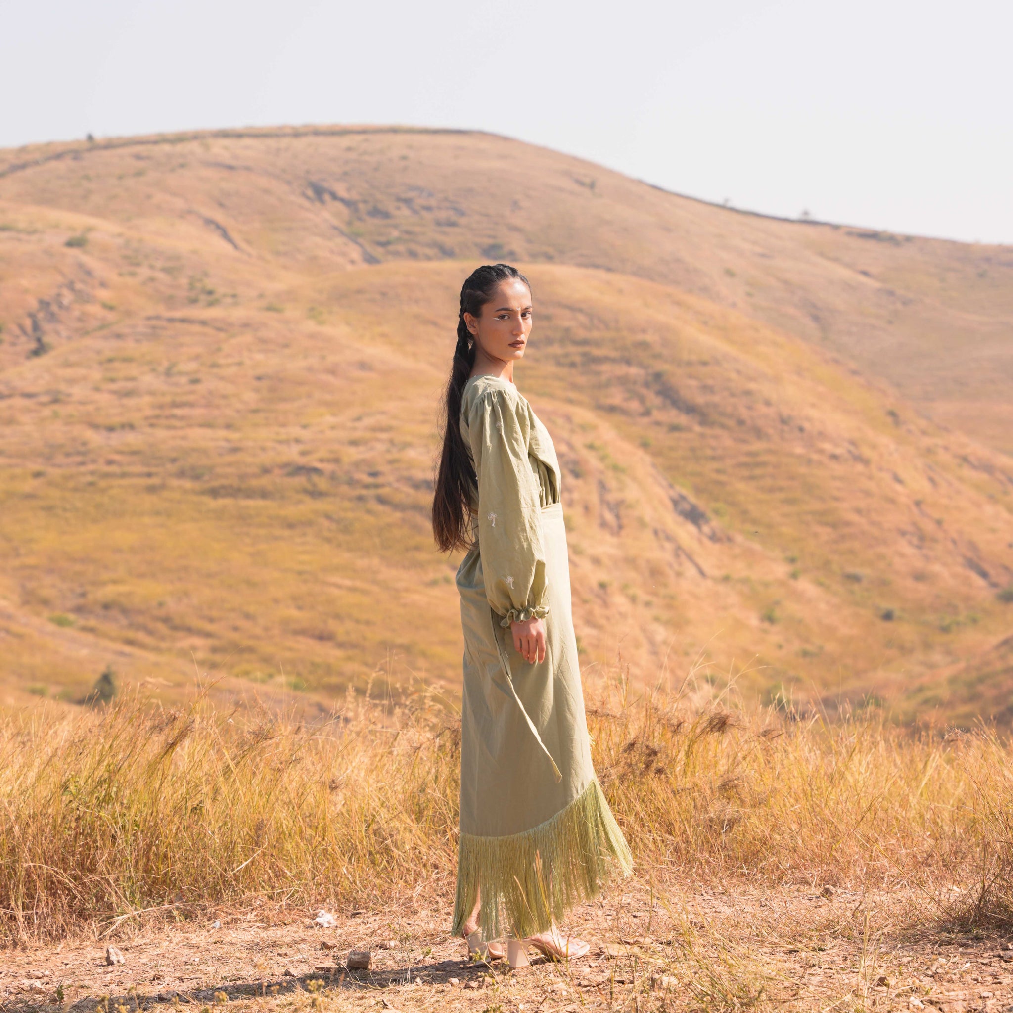 Moon Lit Top and Skirt Set - Green