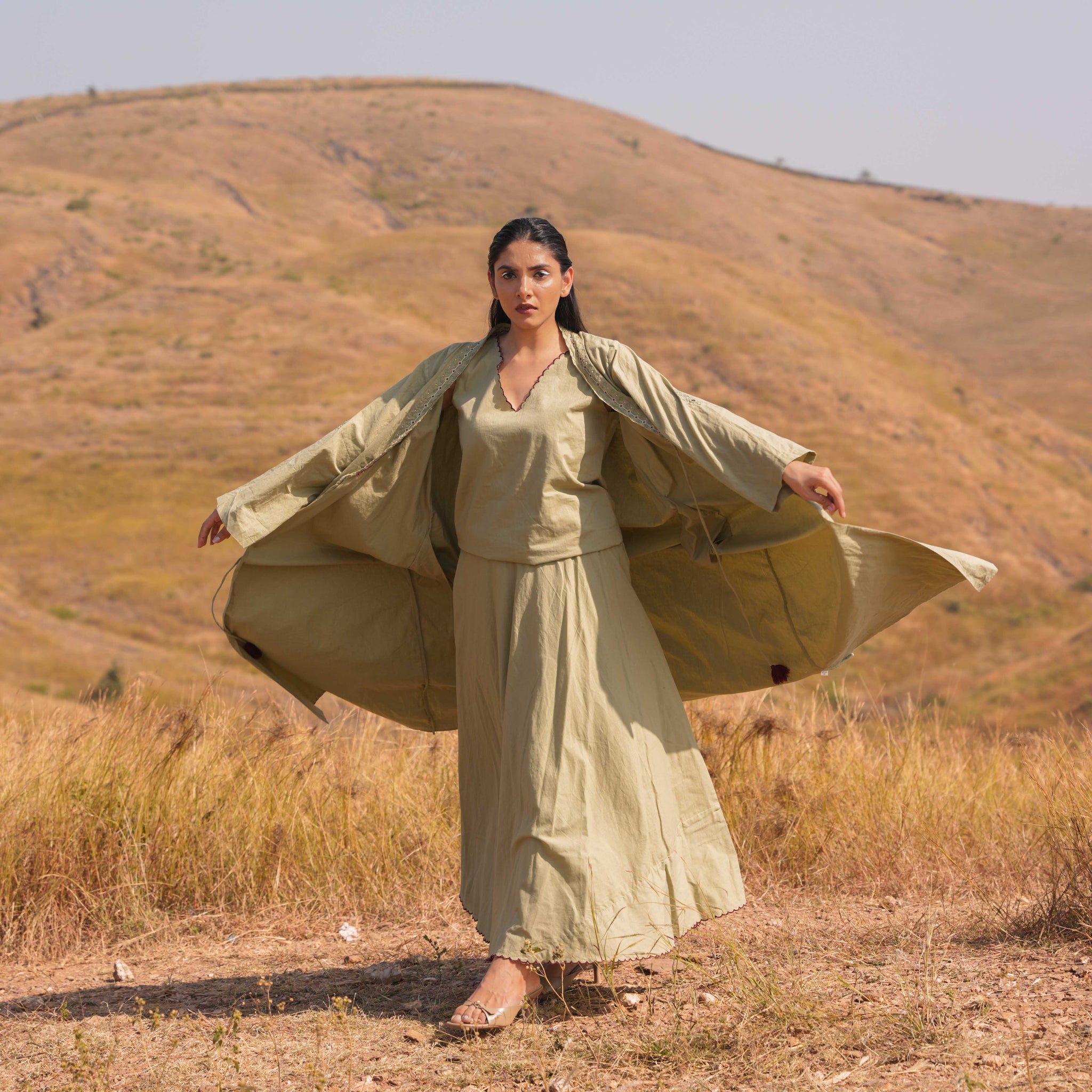 Frost Fall 3 Piece Set (Top, Skirt and Jacket) - Green