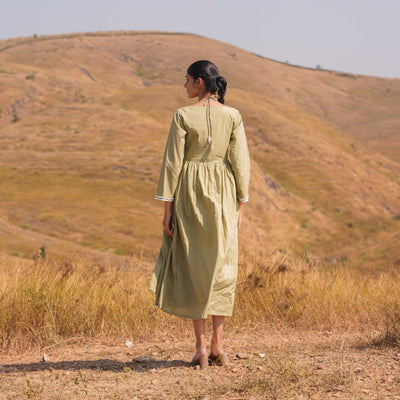 Pale Green Nicola Cotton Midi Dress - OurDve