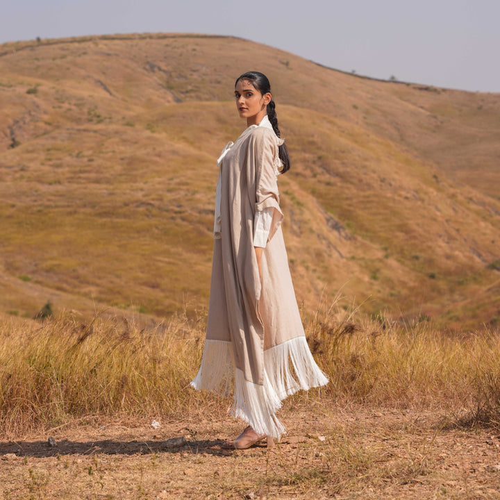 Brown Siya Dress and Kaftan Set - OurDve