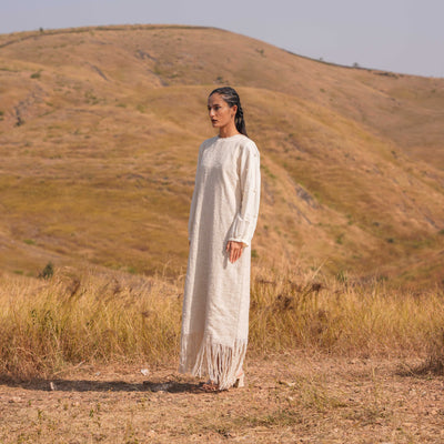 Beige Haze Cotton Dress - OurDve