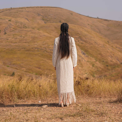 Beige Haze Cotton Dress - OurDve