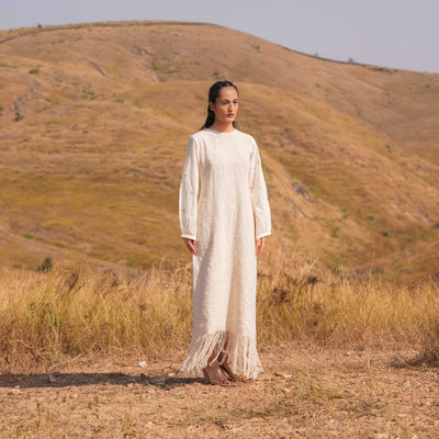 Beige Haze Cotton Dress - OurDve
