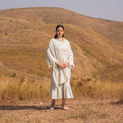 Grey Handwoven Enigma Long Dress - OurDve