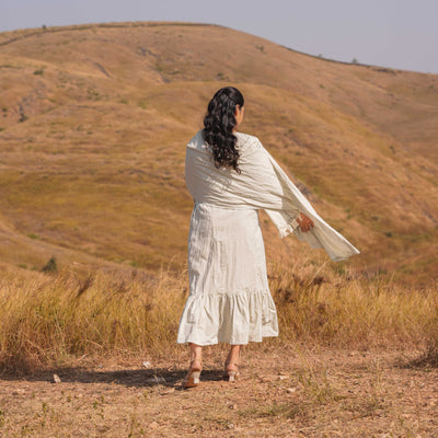 Grey Handwoven Enigma Long Dress - OurDve