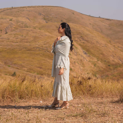 Grey Handwoven Enigma Long Dress - OurDve
