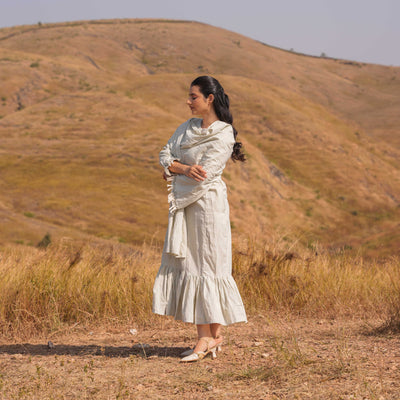 Grey Handwoven Enigma Long Dress - OurDve