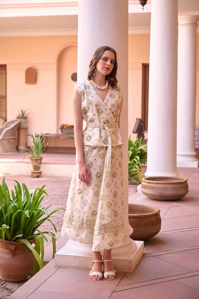 Jim Top and Skirt Set - Lemon Yellow Printed