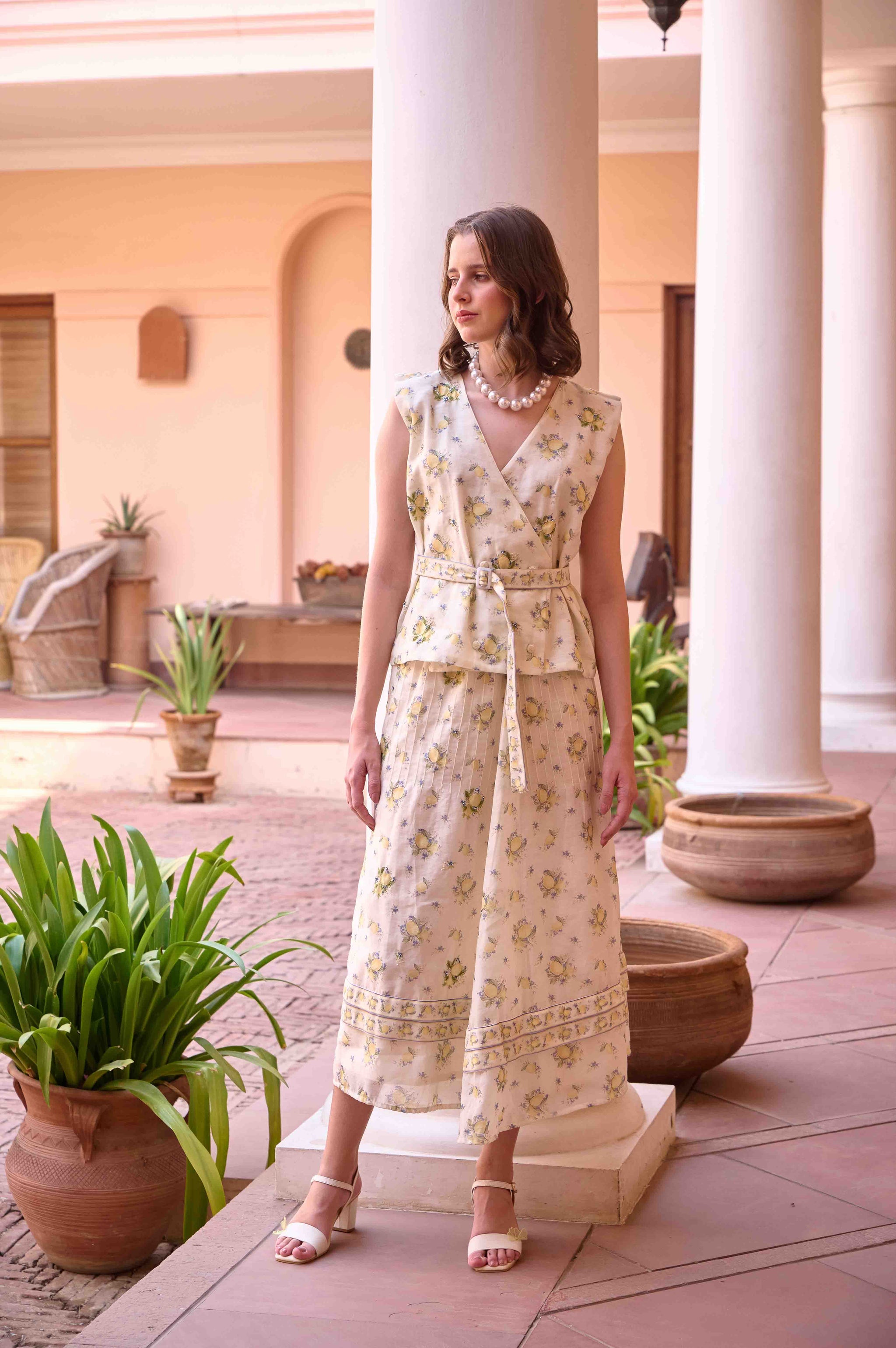 Jim Top and Skirt Set - Lemon Yellow Printed