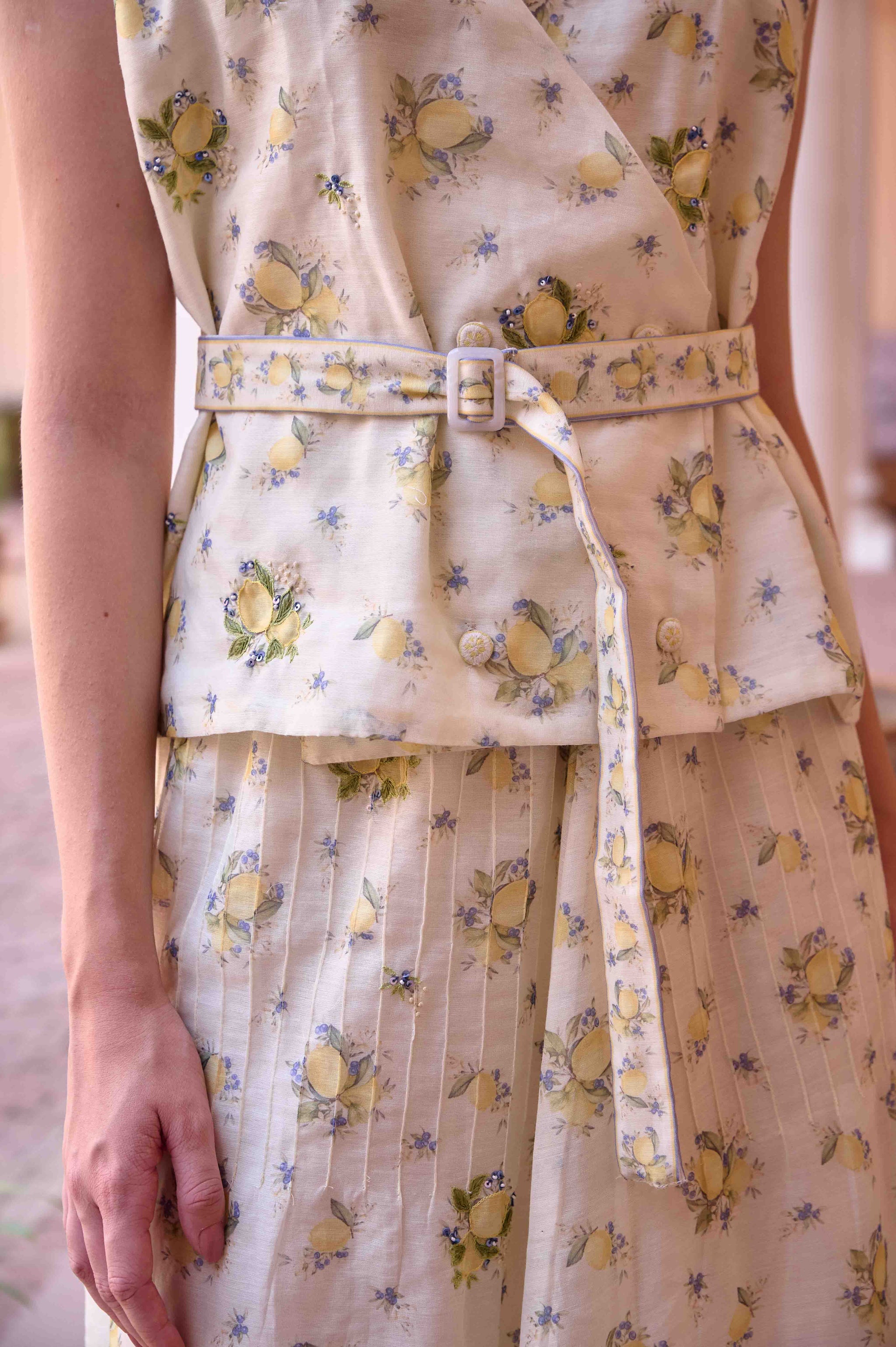 Jim Top and Skirt Set - Lemon Yellow Printed