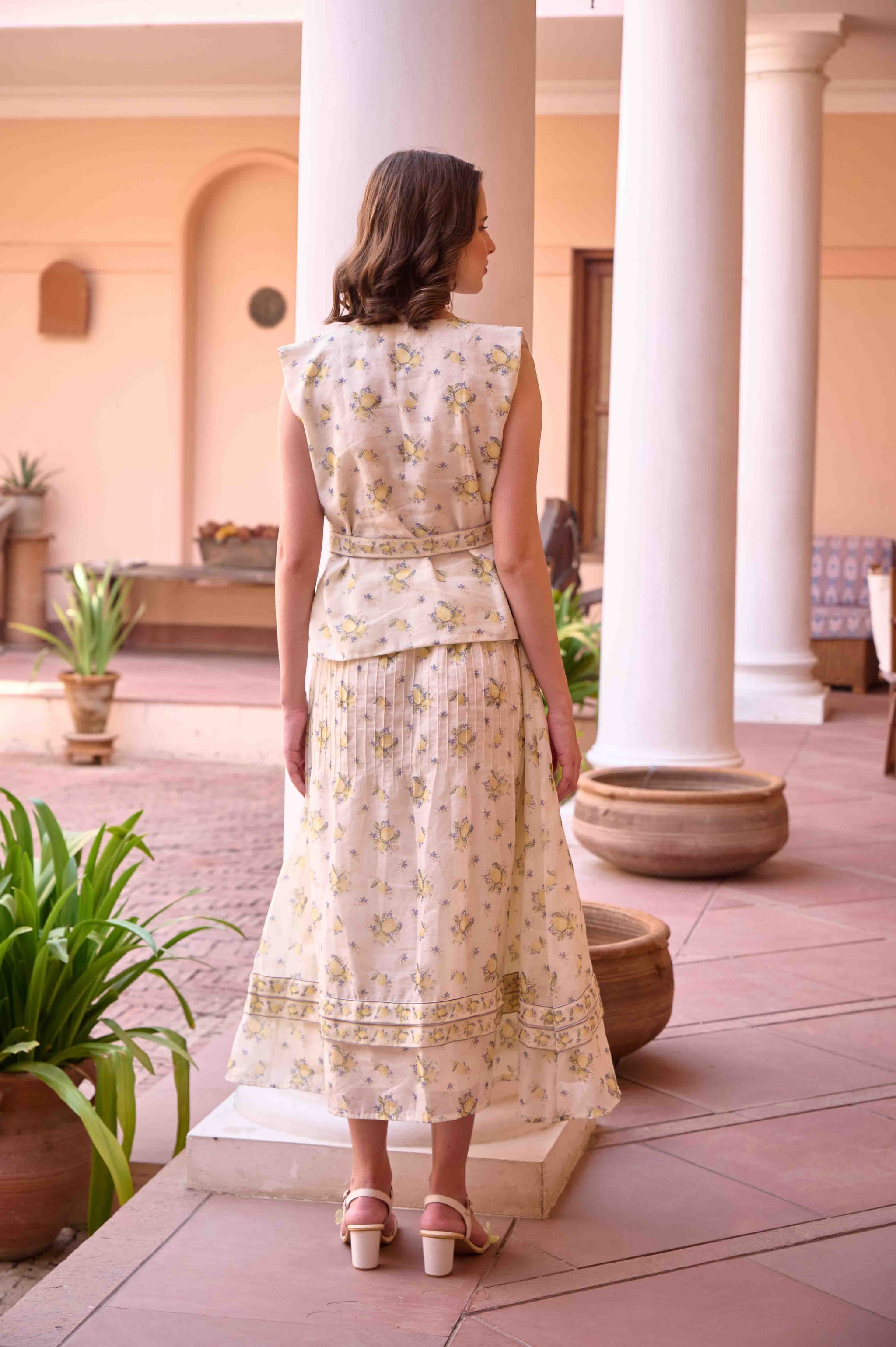 Jim Top and Skirt Set - Lemon Yellow Printed