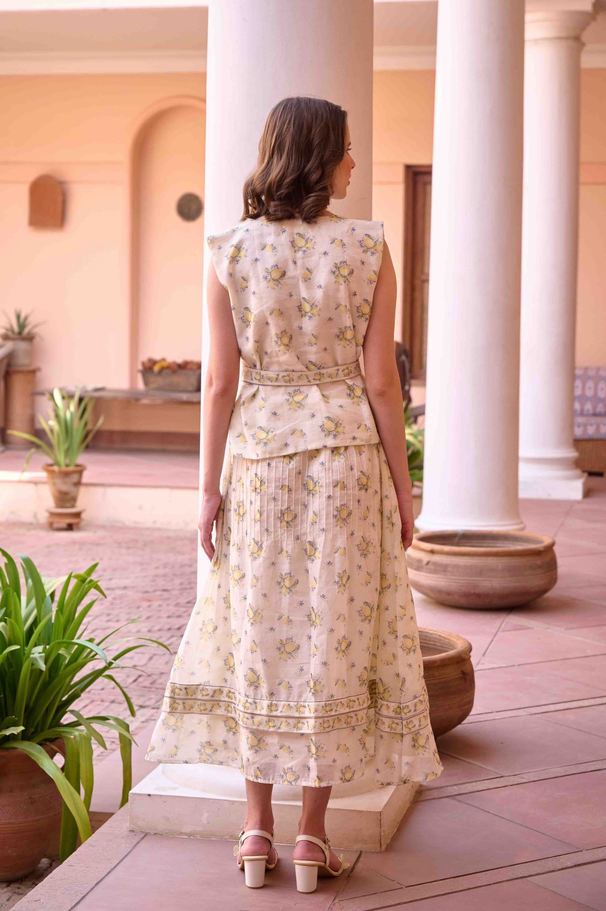 Jim Top and Skirt Set - Lemon Yellow Printed