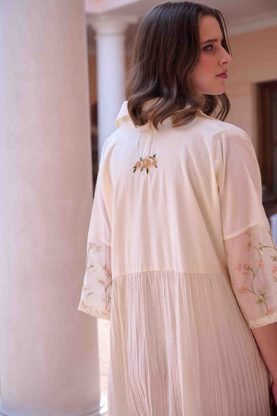 Charlotte Beige Cotton Long Dress - OurDve