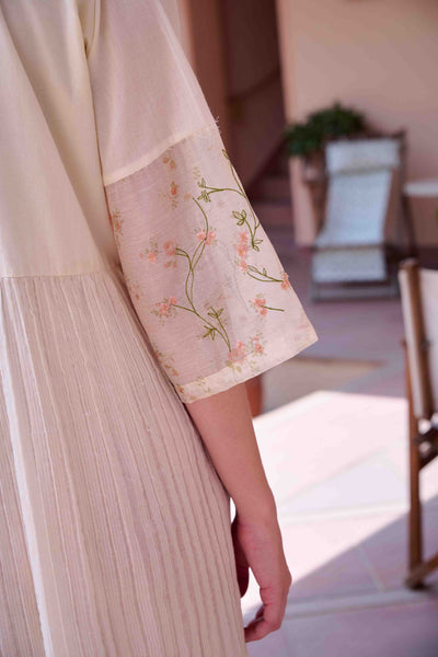 Charlotte Beige Cotton Long Dress - OurDve
