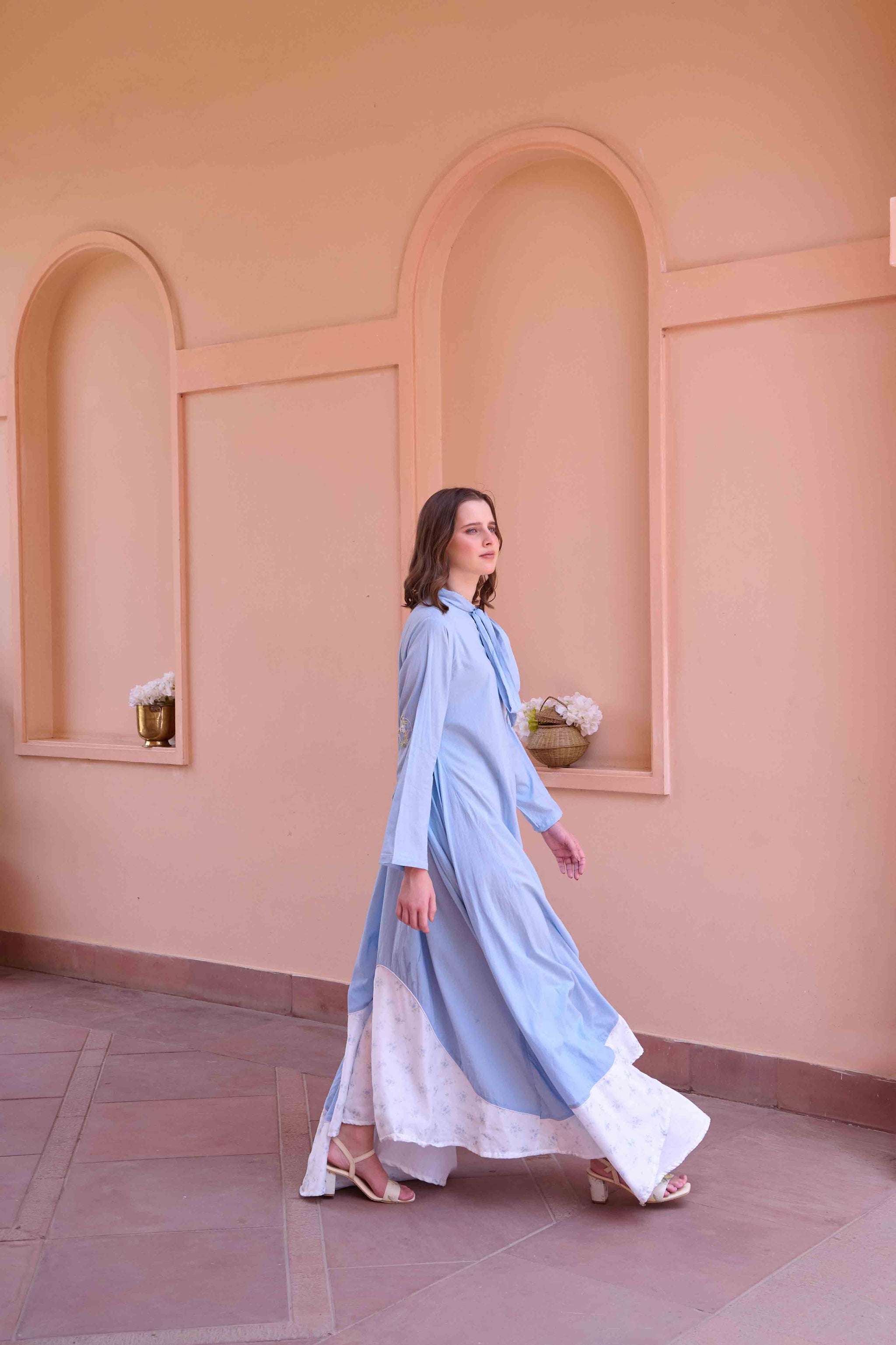 Ruby Dress - Blue and White