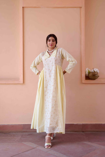 Yellow Printed Esme Long Dress - OurDve