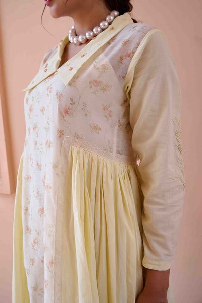 Yellow Printed Esme Long Dress - OurDve