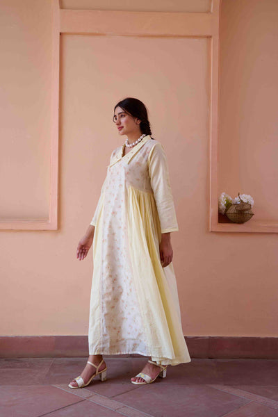 Yellow Printed Esme Long Dress - OurDve