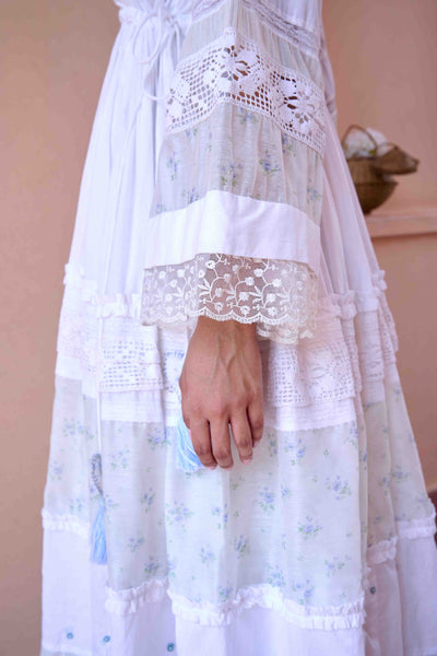 White Lucy Long Dress | Flare Cotton Dress - OurDve
