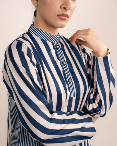 Zuri Shirt - Blue Thick Strip