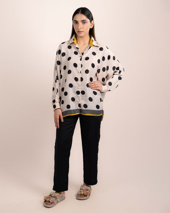 Aira Shirt - Ajrakh Polka Dot Print