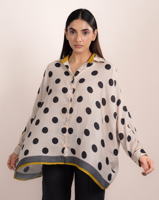 Aira Shirt - Ajrakh Polka Dot Print
