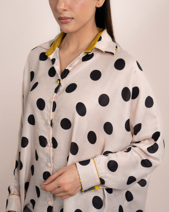 Aira Shirt - Ajrakh Polka Dot Print