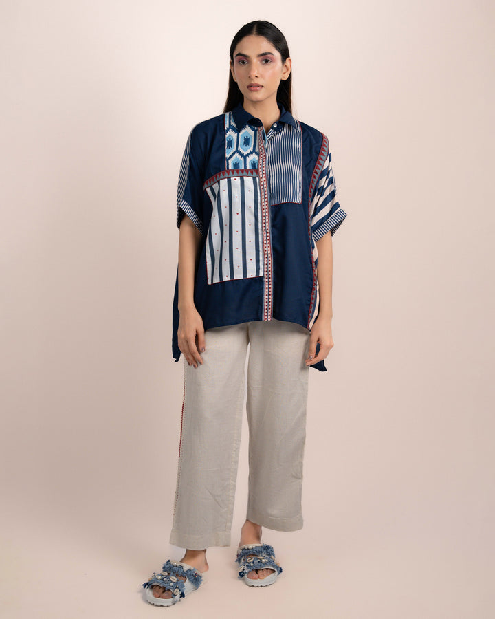Jojo Shirt - Ajrakh Plain Indigo Blue