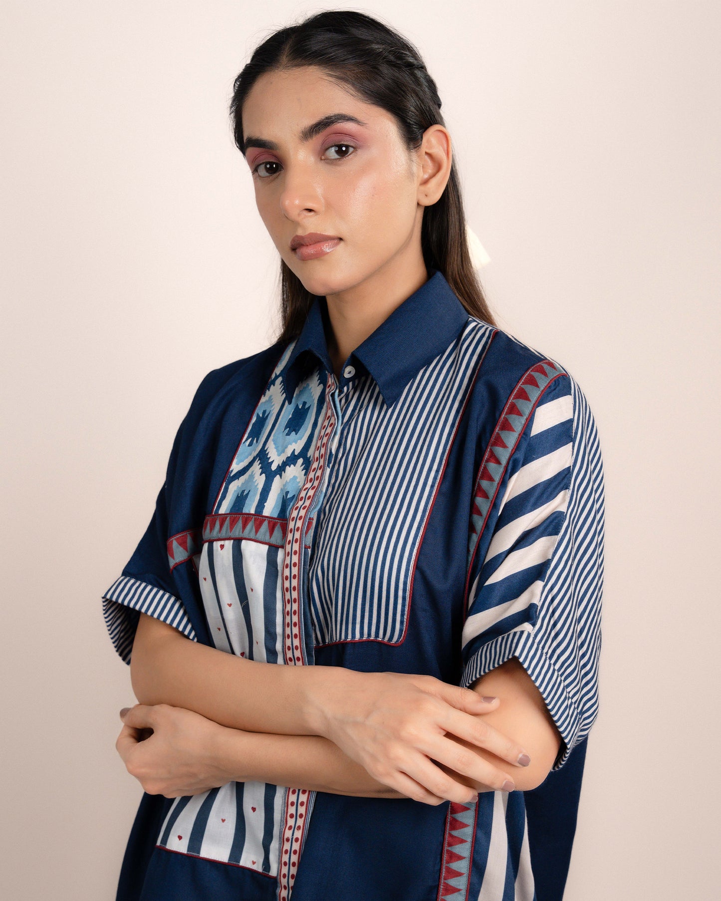 Jojo Shirt - Ajrakh Plain Indigo Blue