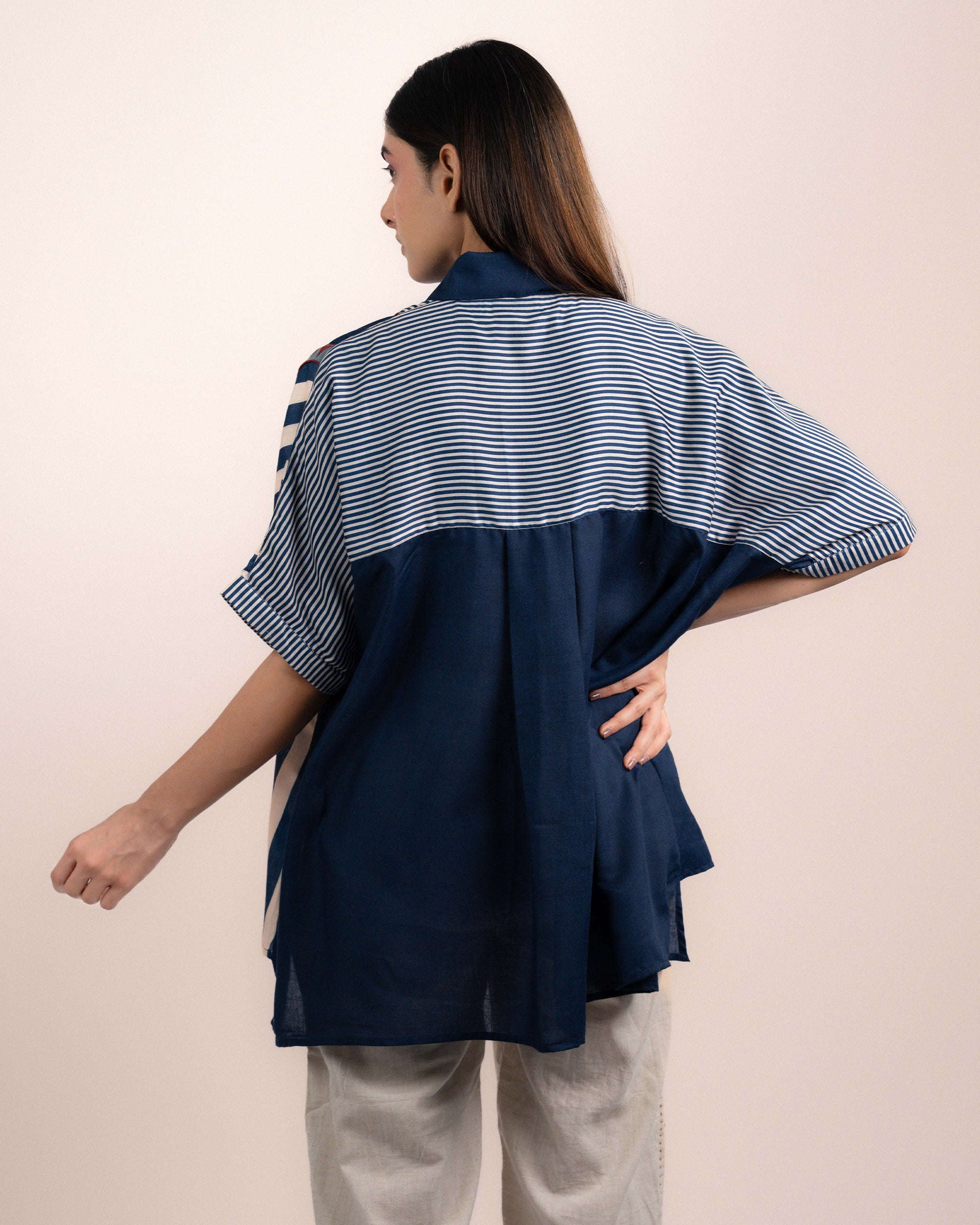 Jojo Shirt - Ajrakh Plain Indigo Blue