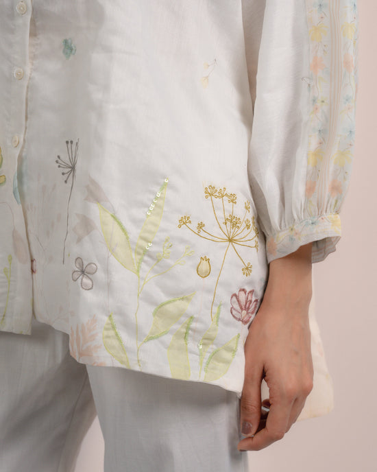 Kira Shirt - Chanderi Garden Print