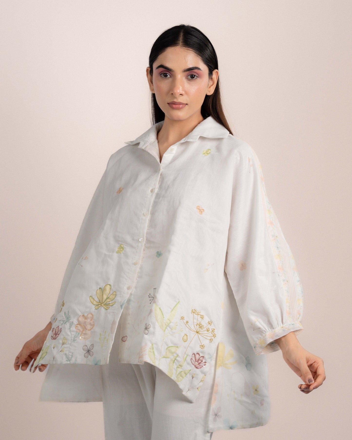 Kira Shirt - Chanderi Garden Print