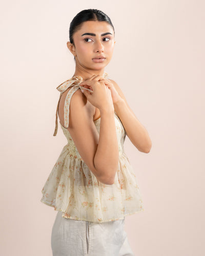 Daisy Top - Orange Rose Print