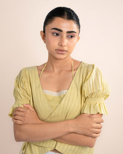 Koi Tube Top + Top - Ochre Yellow Stirp