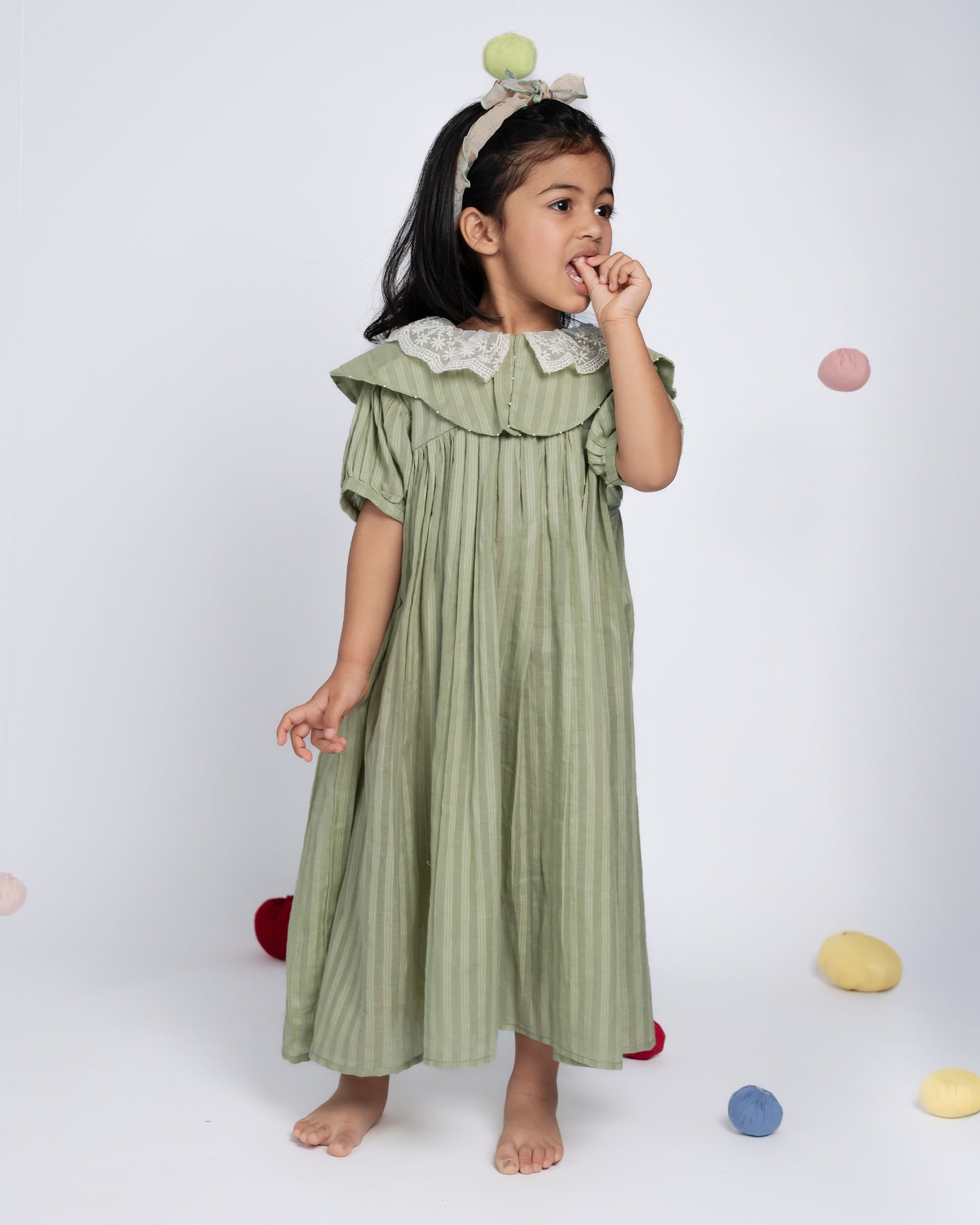 Mini Dress - Pale Green Strips