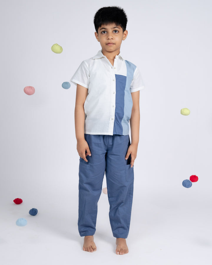 Urban Boy Shirt - White Blue